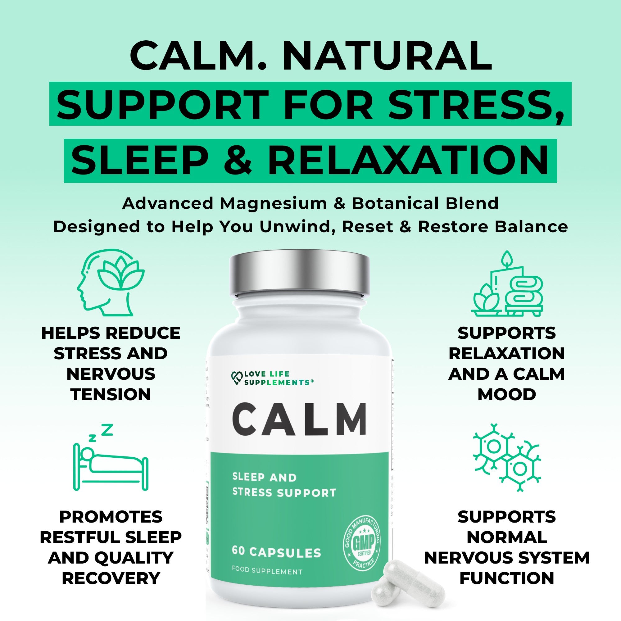 CALM Supplement bottle labeled &