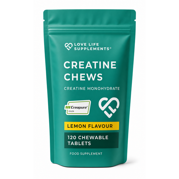 Creatine Chews - Lemon Flavour - 120 Chewable Tablets - Front of Pack