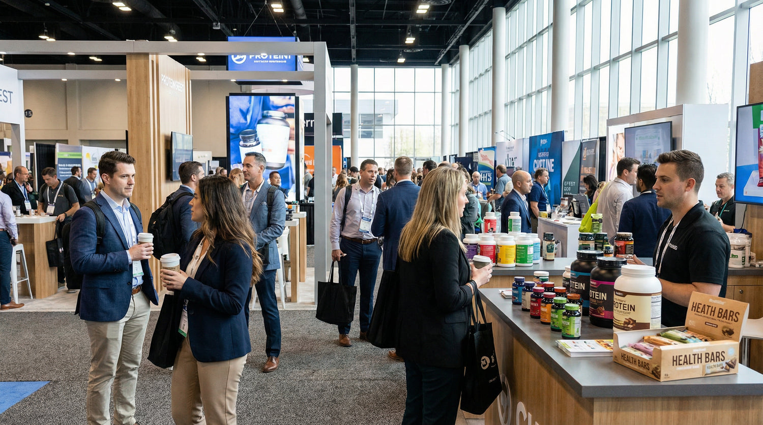 Supplement Industry Daily Briefing March 20 2026 - trade show floor with supplement products and industry professionals