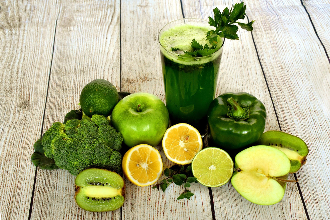 Green vegetables and fruit smoothie