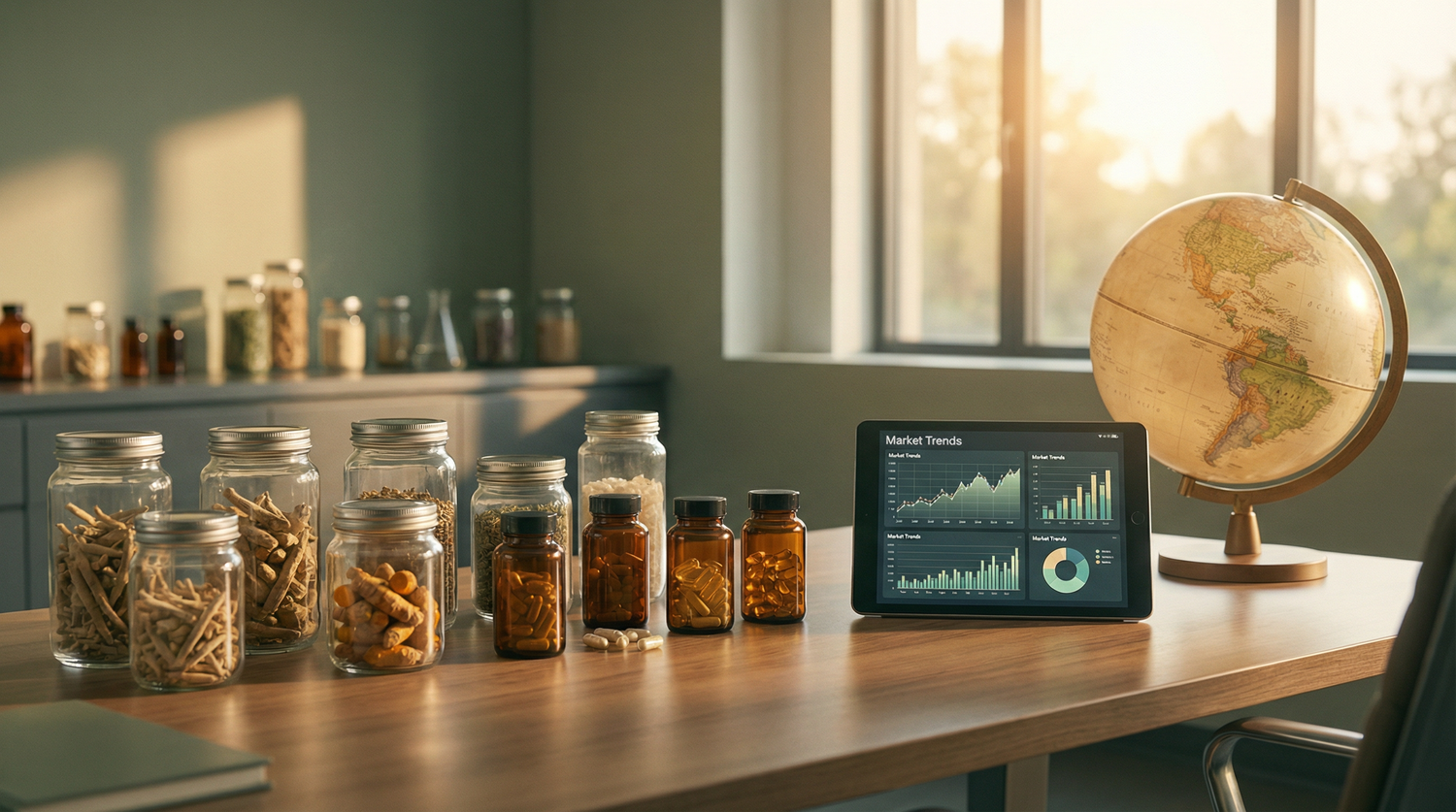 Supplement Industry Daily Briefing March 2 2026 - Editorial image featuring botanical ingredients, supplement capsules, and market trend data