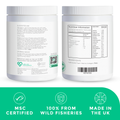 marine collagen - supplement containers with nutritional information labels on a white background.