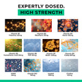 vitamin B High-strength vitamins with molecular structures and dosages on a white background