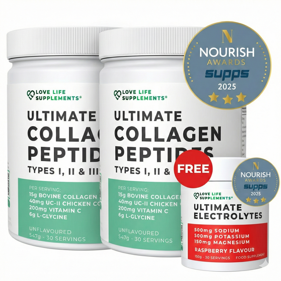 2 Ultimate Collagen Peptides + FREE Ultimate Electrolytes