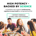 vegan omega Group of people enjoying a meal together with health and wellness text overlay.