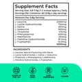 EAA_Apple_Kiwi Supplement facts label with detailed nutritional information and certification logos on a green background.