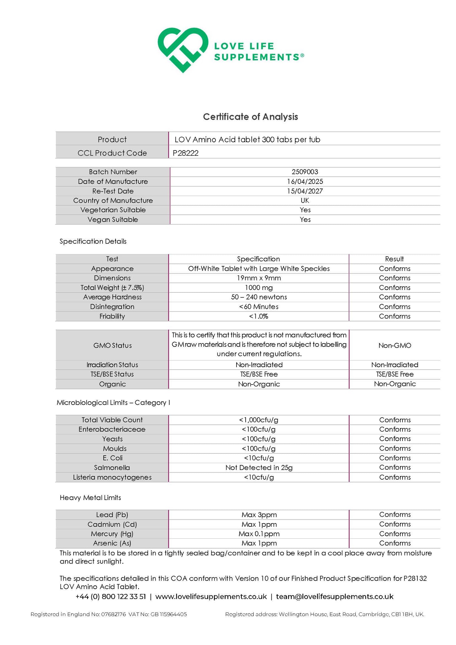 Essential Amino Acids (EAA Tablets)