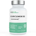 Supplement bottle labeled 'Curcumin 95 + Bioperine' by Love Life Supplements on a white background.