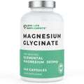 Supplement bottle labeled 'Magnesium Glycinate' by Love Life Supplements on a white background