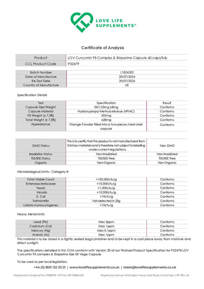 Curcumin 95 + Bioperine®