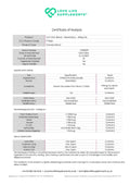 EAA mixed berry Certificate of Analysis for a Love Life Supplements product, showing specifications and results.