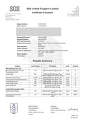 SGS Certificate of Analysis panax ginseng with results summary and SGS logo.