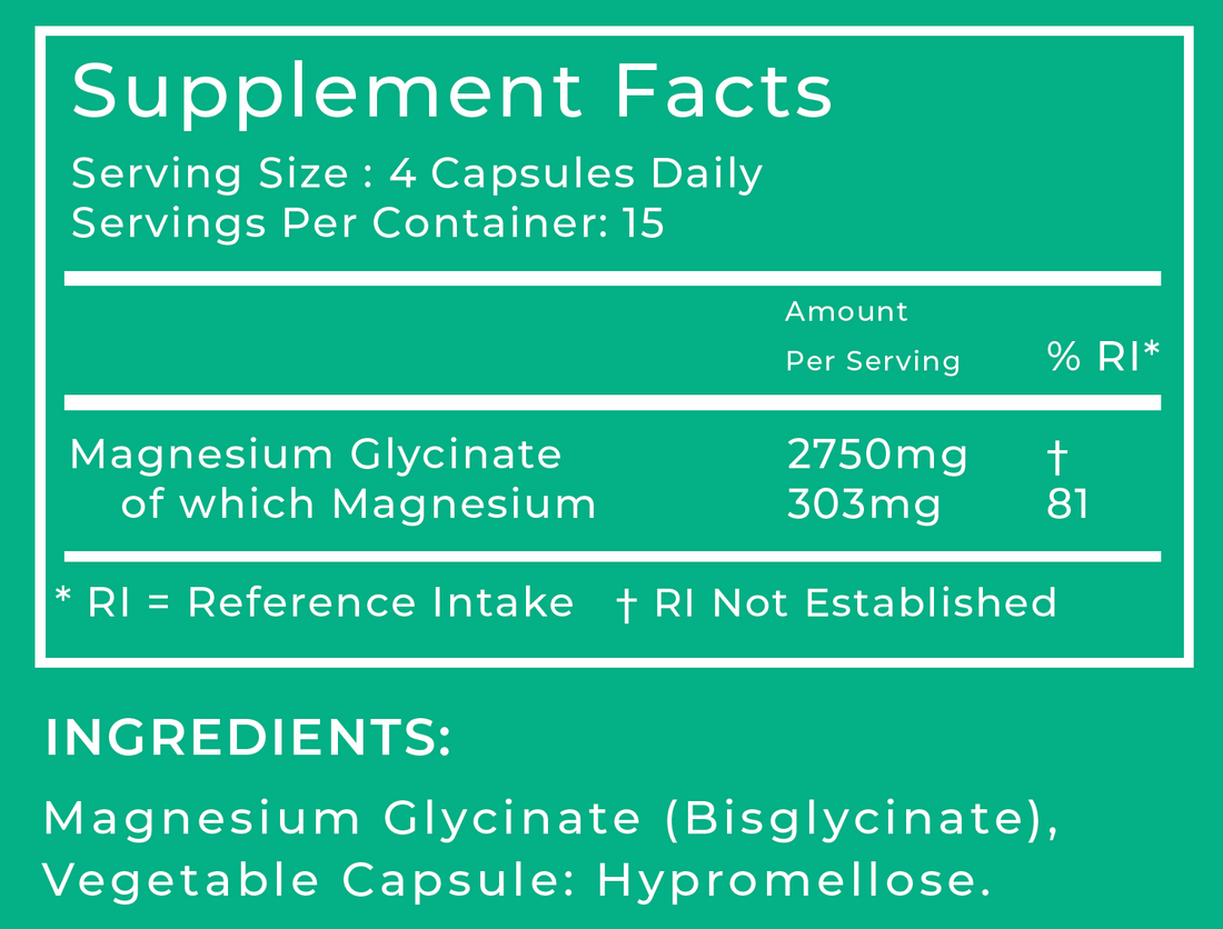 Magnesium Glycinate (Bisglycinate) - 60 Capsules