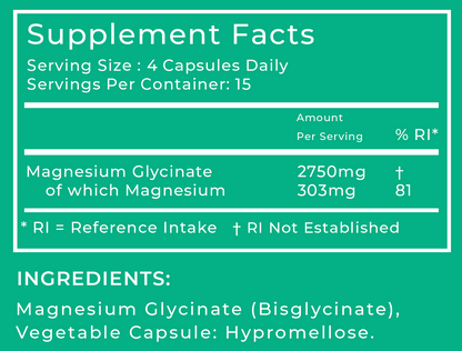 Magnesium Glycinate (Bisglycinate) - 60 Capsules