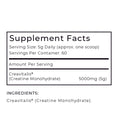 Supplement facts label for a product containing Creavitalis (Creatine Monohydrate) on a white background.