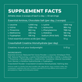 The Strength Shake Athlete dose supplement facts: 2 scoops of each a day, 30 servings, 10g essential amino acids per day including 4,000mg L-Leucine, plus Creavitalis creatine to suit your bodyweight 5-10g