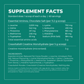The Strength Shake Standard dose supplement facts: 1 scoop of each a day, 60 servings, all 9 essential amino acids per 11.2g scoop including 2,000mg L-Leucine, plus 5g micronised Creavitalis creatine monohydrate