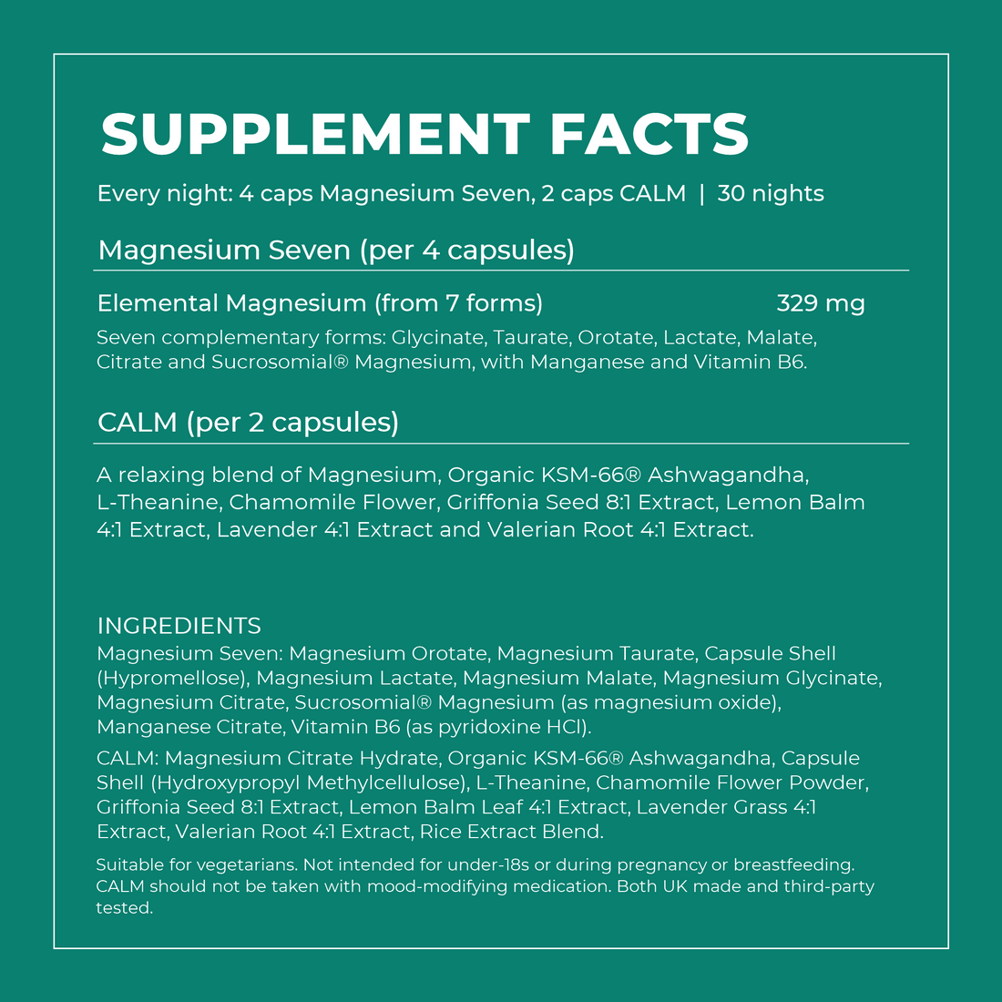 The Wind-Down supplement facts: Magnesium Seven and CALM